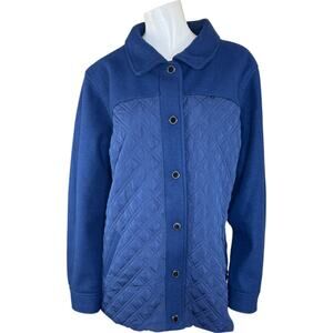 Isaac Mizrahi Live! Estate Mixed Media Quilted Barn Jacket Dark Navy X-Large